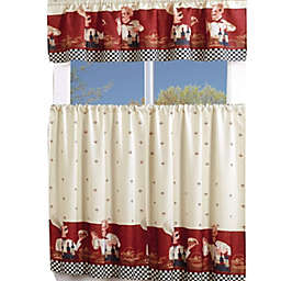 MarCielo 3 Piece Kitchen Cafe Curtain With Swag and Tier Window Curtain Set Chef