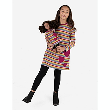 Leveret Girls and Doll Cotton Dress Striped Colorful. View a larger version of this product image.