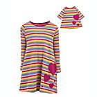 Alternate image 3 for Leveret Girls and Doll Cotton Dress Striped Colorful