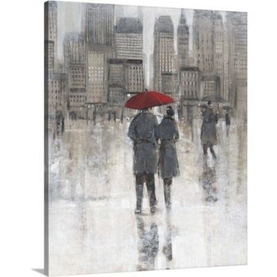 Great Big Canvas "Rain in The City"  by Tim O&#39;Toole Gray Contemporary Wrapped Canvas Print Wall Artwork