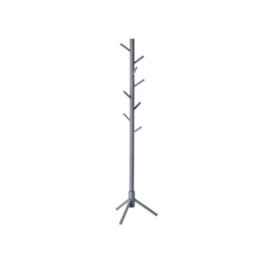 VASAGLE Coat Rack with 8 Hooks, Solid Wood Coat Tree Free Standing, 18.5 Inch Dia Base, for Clothes, Hats, Handbags, Umbrella, Gray. View a larger version of this product image.