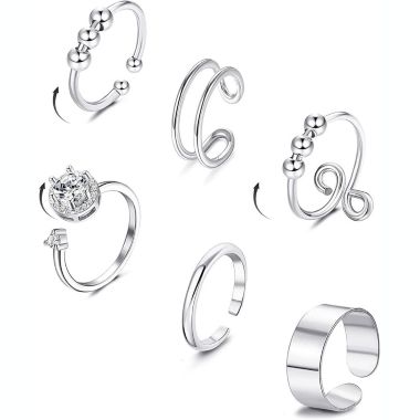 GoodMerchan - Women's Anxiety Rings - 4 Pack - Relieve Stress with Rotable Rings. View a larger version of this product image.