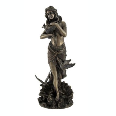 Veronese Design Bronzed Aphrodite with Doves on Scallop Shell Statue. View a larger version of this product image.