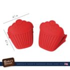 Alternate image 1 for Baker's Secret 2x Cute Oven Mitts, Silicone Heat Resistant, Cupcake Design, Kitchen Essentials, Red