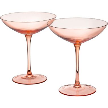 Champagne Coupes 12oz by The Wine Savant - Colorful Champagne Glasses, Prosecco, Mimosa Glasses Set, Cocktail Glass Set, Bar Glassware Luster Glasses (2, Blush Pink). View a larger version of this product image.