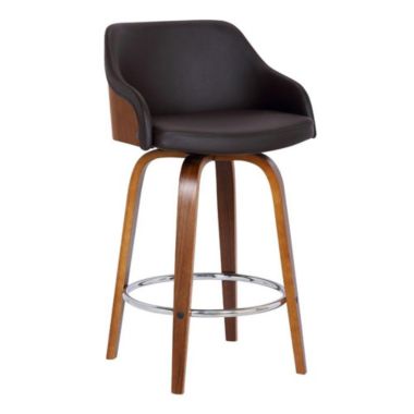 Slickblue 26 Inch Wooden and Leatherette Swivel Barstool, Brown. View a larger version of this product image.