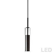 Dainolite Luna Single Light Integrated LED Black Pendant with Clear Glass Cylinder