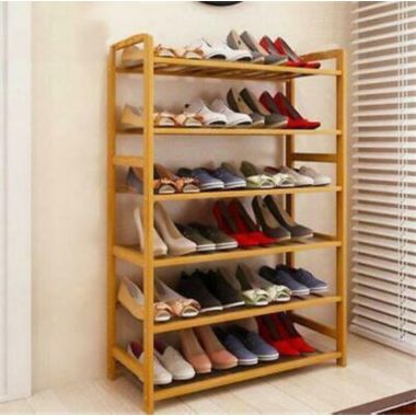 Inq Boutique High Quality 6 Tier Wood Bamboo Shelf Entryway Storage Shoe Rack Home Furniture. View a larger version of this product image.