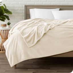 Bare Home Microplush Fleece Blanket - Ultra-Soft Velvet - Luxurious Fuzzy Fleece - Cozy Lightweight - Easy Care - All Season (Vanilla, Throw)