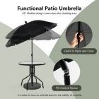 Alternate image 2 for Costway 6 Pieces Patio Dining Set Folding Chairs Glass Table Tilt Umbrella for Garden-Gray