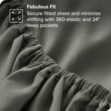 Bare Home  - 24" Fitted Sheet - Extra Deep Pocket Fitted Sheet - Premium 1800 Microfiber - Ultra-Soft Wrinkle Free - Deep Pocket Fitted Bottom Sheets (Queen, Grey). View a larger version of this product image.
