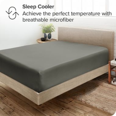 Bare Home  - 24" Fitted Sheet - Extra Deep Pocket Fitted Sheet - Premium 1800 Microfiber - Ultra-Soft Wrinkle Free - Deep Pocket Fitted Bottom Sheets (Queen, Grey). View a larger version of this product image.