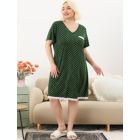 Alternate image 2 for Agnes Orinda Women's Plus Size Nightgown Polka Dots Short Sleeve Pajamas Nightgowns, Leisure Polyester Round Neck Baby doll Sleepwear Cami Dress, 4X Dark Green