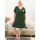 Alternate image 3 for Agnes Orinda Women's Plus Size Nightgown Polka Dots Short Sleeve Pajamas Nightgowns, Leisure Polyester Round Neck Baby doll Sleepwear Cami Dress, 4X Dark Green