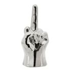 Alternate image 0 for Kingston Living 8" Metallic Silver Ceramic Dirty Finger Sign Tabletop Figurine