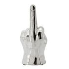 Alternate image 3 for Kingston Living 8" Metallic Silver Ceramic Dirty Finger Sign Tabletop Figurine