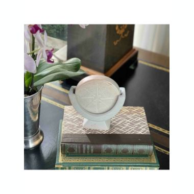 Global Crafts Compass Soapstone Sculpture, Light Gray Stone. View a larger version of this product image.