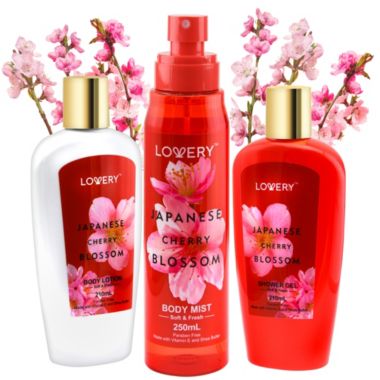 Lovery Japanese Cherry Blossom Bath and Body Travel Set, 3 Piece. View a larger version of this product image.