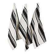 Contemporary Home Living Set of 3 Black and White Chef Stripe Dish Towel, 28"