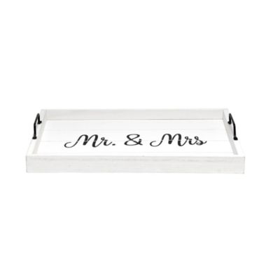 Elegant Designs Decorative Wood Serving Tray with Handles, 15.50" x 12", "Mr. & Mrs.". View a larger version of this product image.