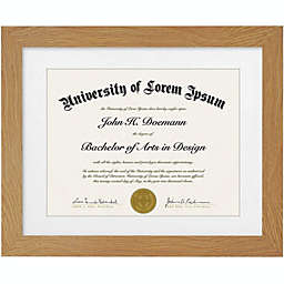 Americanflat 11x14 Oak Diploma Frame - Displays 8.5x11 Diplomas with Mat or 11x14 Inch Without Mat - Shatter-Resistant Glass. Hanging Hardware Included!