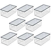 mDesign Plastic Storage Bin Box Container, Lid and Handles - 8 Pack
