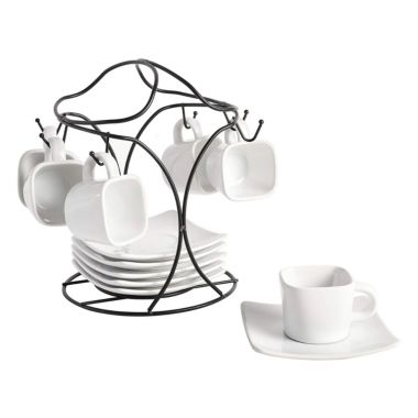 Gibson Elite Gracious Dining 12 Piece 3.25 Ounce Ceramic Espresso Cup and Saucer Set in White. View a larger version of this product image.