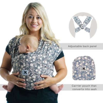 Baby K&#39;tan Pre-Wrapped Ready To Wear Baby Carrier  Print Floral Garden Gray & Pink XS