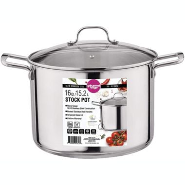 Gourmet Edge Stock Pot - Stainless Steel Cooking Pot with Lid, Silver- 16-Quart. View a larger version of this product image.
