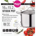 Alternate image 1 for Gourmet Edge Stock Pot - Stainless Steel Cooking Pot with Lid, Silver- 16-Quart