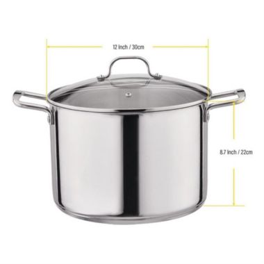 Gourmet Edge Stock Pot - Stainless Steel Cooking Pot with Lid, Silver- 16-Quart. View a larger version of this product image.