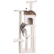 Armarkat 68-Inch Wooden Step Cat Tower Tree Condo Scratcher Kitten House - Ivory