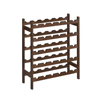 SONGMICS 30-Bottle Wine Rack, 5-Tier Freestanding Floor Bamboo Wine Holder, Display Stand Shelves, Wave Bars, Walnut Color