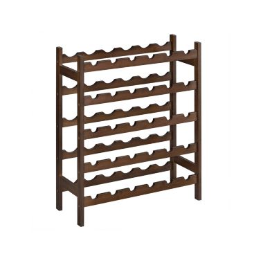 SONGMICS 30-Bottle Wine Rack, 5-Tier Freestanding Floor Bamboo Wine Holder, Display Stand Shelves, Wave Bars, Walnut Color. View a larger version of this product image.