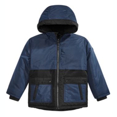 Michael Kors Big Boy's Faux Fur Trim Colorblocked Hooded Jacket Blue Size 8  | buybuy BABY