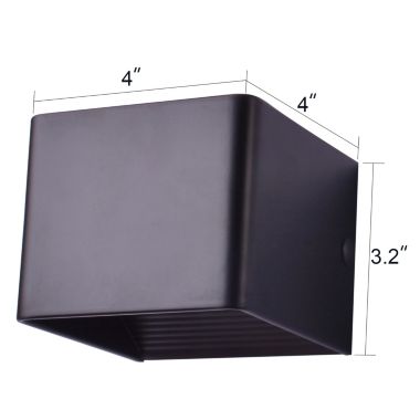Canyon Home 4" LED Square Black Wall Sconce Lamp 2pcs Pack. View a larger version of this product image.