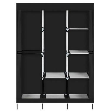Infinity Merch 71" Portable Wardrobe Clothes Rack Storage Organizer with Shelf in Black. View a larger version of this product image.