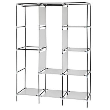 Infinity Merch 71" Portable Wardrobe Clothes Rack Storage Organizer with Shelf in Black. View a larger version of this product image.