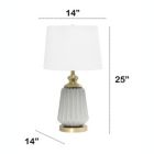 Alternate image 2 for Lalia Home 25" Classic Fluted Ceramic And Metal Table Lamp With White Fabric Shade For Bedside Desk Foyer Endtable Dresser Dining Room, Gray