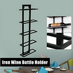 Stock Preferred Modern Art Wine Rack Home Decor Shelf Bar 5 Bottle Black
