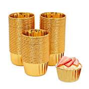 Sparkle and Bash Gold Foil Cupcake Liners, Baking Cups for Muffins and Desserts (100 Pack)