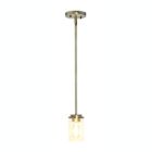 Alternate image 1 for Lalia Home 1-Light 5.75" Minimalist Industrial Farmhouse Adjustable Hanging Clear Cylinder Glass Pendant Fixture , Antique Brass