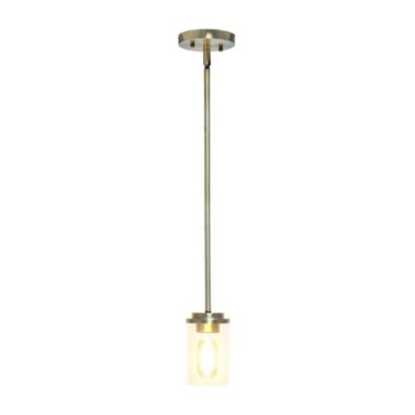 Lalia Home 1-Light 5.75" Minimalist Industrial Farmhouse Adjustable Hanging Clear Cylinder Glass Pendant Fixture , Antique Brass. View a larger version of this product image.