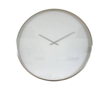 BIDK Home 34" White and Silver Contemporary Burnished Wall Clock - Large. View a larger version of this product image.