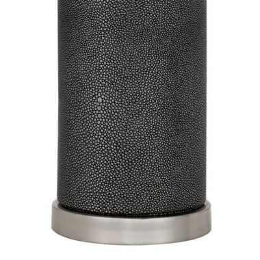 Saltaro Sherpi 27 Inch Ceramic Table Lamp, Faux Leather Wrapped, Dimmer, Gray- Saltoro Sherpi. View a larger version of this product image.