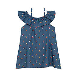 Deux par Deux Chambray Printed Dress With Frill