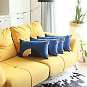HomeRoots Home Decor Set of 4 Blue Modern Lumbar Pillow Covers Multi