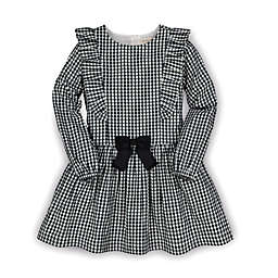Hope & Henry Girls' Ruffle Pinafore Dress (Black Gingham, 12-18 Months)