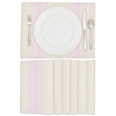 Farmlyn Creek Set of 6 Placemats 13 x 17 in, Beige Pink Striped Washable Place Mats for Kitchen & Dining Table Decoration. View a larger version of this product image.
