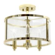 Lalia Home 3-Light 13" Industrial Farmhouse Glass And Metallic Accented Semi-Flushmount, Gold
